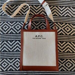 A.P.C. Camille Small Canvas and Leather Tote Bag